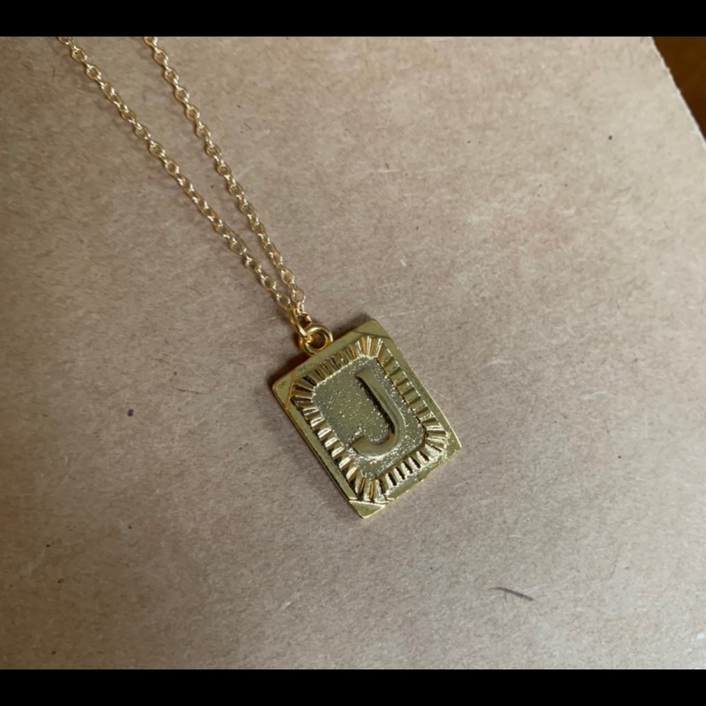 Gold filled initial J Necklace with dainty chain